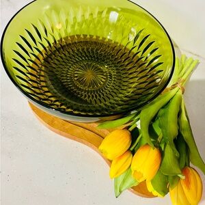 Vintage Indiana Glass Salad Bowl with Diamond Point Pattern
